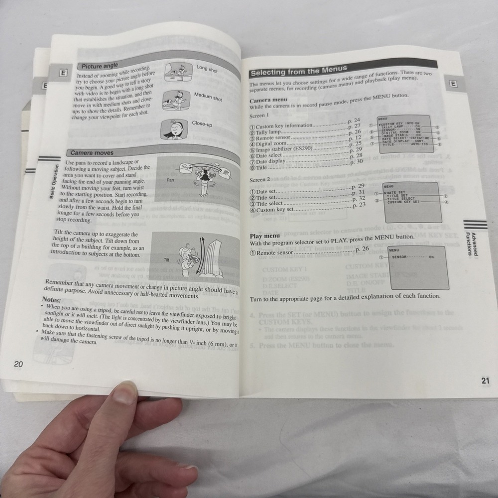 Canon ES190/ES29. 8mm Video Camcorder Instruction Manual, English French Spanish - Picture 5 of 5